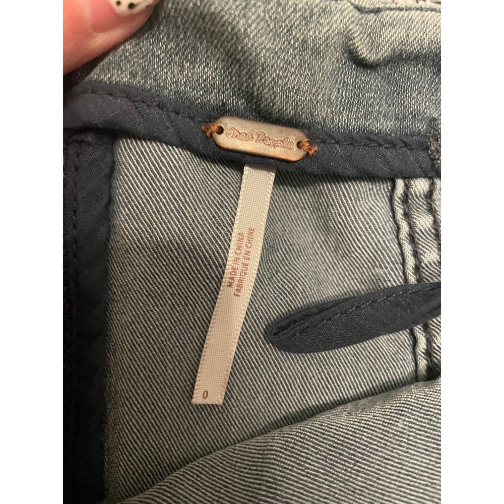 Free People Modern Femme Denim Mini Skirt Gray High Waisted Seamed Size 0 - Picture 2 of 3